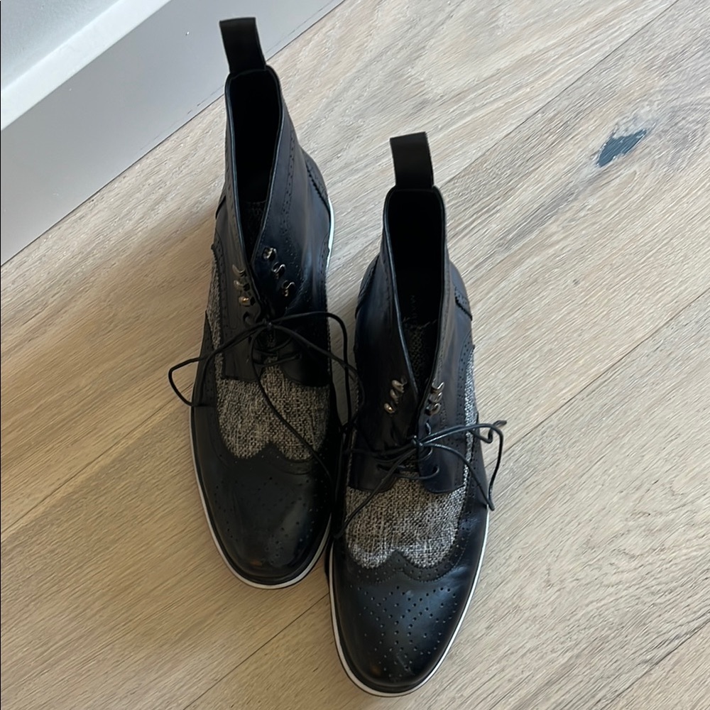 Black and Gray Men’s Lace-Up Boots